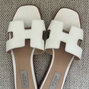 Seven7 Cream Slide Sandals for Women